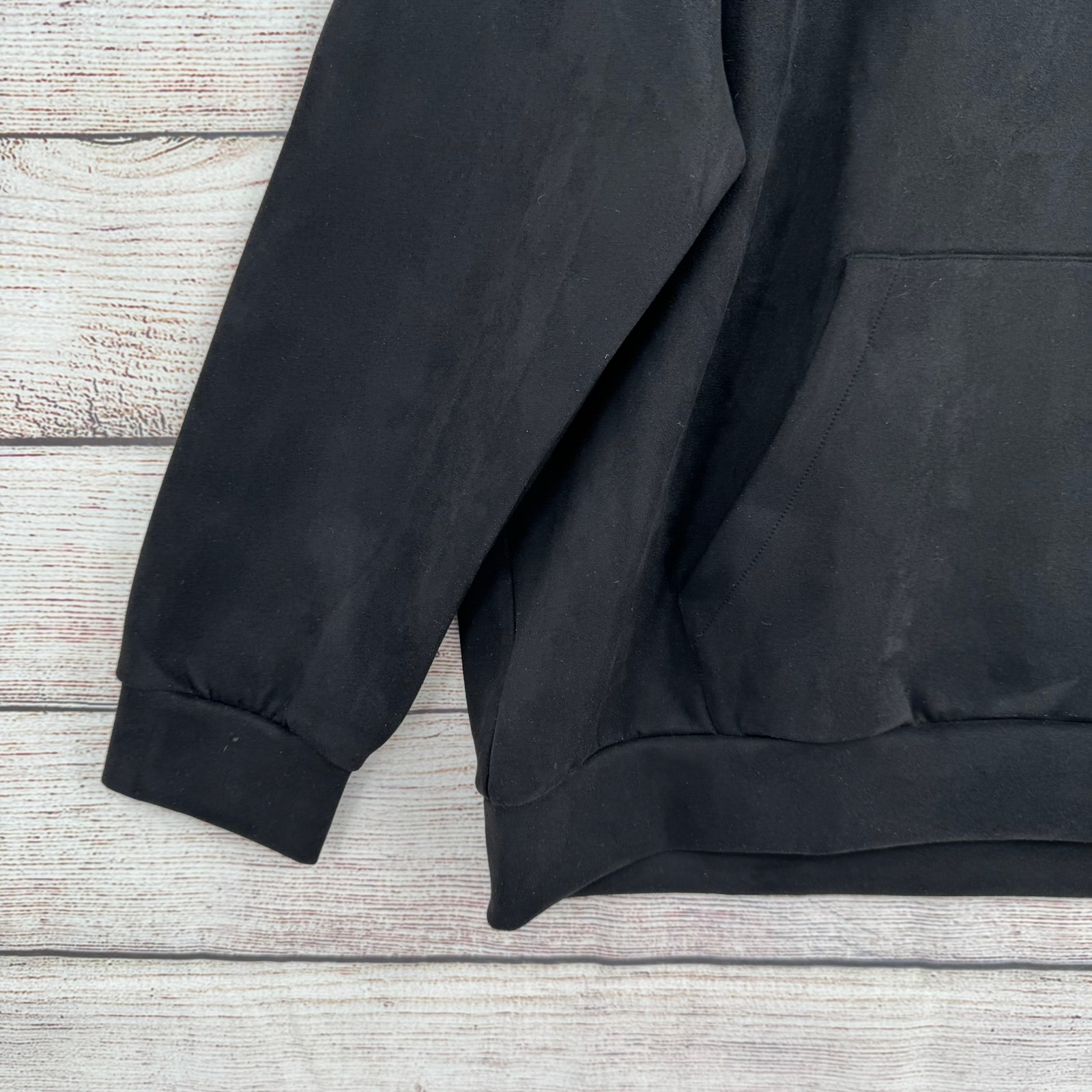 Son Of The Cheese Perrotin Faux Suede Hoodie Sweatshirt Adult Large Black — image 5 of 8